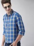 Mast & Harbour Blue & Off White Regular Fit Checked Casual Shirt Men