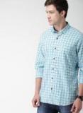 Mast & Harbour Blue & White Slim Fit Checked Casual Shirt Men