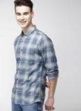 Mast & Harbour Blue Checked Slim Fit Casual Shirt Men