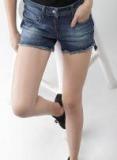 Mast & Harbour Blue Embellished Regular Fit Denim Shorts women