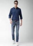 Mast & Harbour Blue Regular Fit Solid Casual Shirt Men