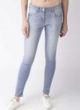 Mast & Harbour Blue Skinny Fit Mid Rise Clean Look Stretchable Cropped Jeans Women