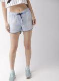 Mast & Harbour Blue Solid Regular Fit Regular Shorts Women