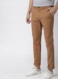 Mast & Harbour Brown Slim Fit Solid Chinos Men