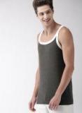 Mast & Harbour Charcoal Grey Solid Basic Innerwear Vest Men