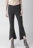 Mast & Harbour Charcoal Grey Solid Coloured Pants Women