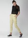 Mast & Harbour Cream Solid Coloured Pants Women