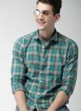 Mast & Harbour Green & Grey Slim Fit Checked Casual Shirt Men