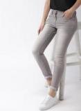 Mast & Harbour Grey Skinny Fit Mid Rise Clean Look Stretchable Jeans Women