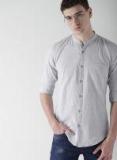 Mast & Harbour Grey Slim Fit Self Design Casual Shirt Men