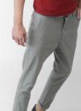 Mast & Harbour Grey Tapered Fit Solid Chinos Men