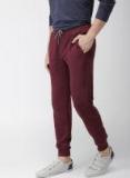 Mast & Harbour Maroon Slim Fit Solid Joggers Men