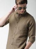 Mast & Harbour Men Brown Slim Fit Solid Casual Shirt