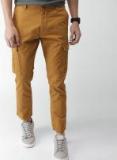 Mast & Harbour Mustard Brown Regular Fit Solid Cargos men