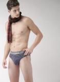 Mast & Harbour Navy Blue & Grey Melange Striped Briefs Men