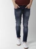 Mast & Harbour Navy Blue Skinny Fit Mid Rise Clean Look Stretchable Jeans Men