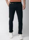 Mast & Harbour Navy Blue Slim Fit Solid Chinos Men