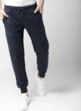 Mast & Harbour Navy Blue Solid Joggers Men