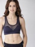 Mast & Harbour Navy Blue Solid Non Wired Lightly Padded Sports Bra Women