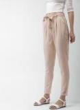 Mast & Harbour Peach Regular Fit Solid Regular Trousers Women