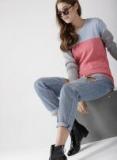 Mast & Harbour Pink & Blue Colourblocked Pullover Women