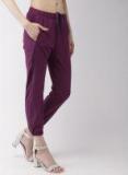 Mast & Harbour Purple Solid Regular Fit Joggers Women