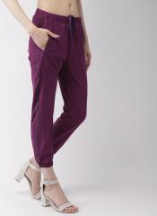 Mast & Harbour Purple Solid Regular Fit Joggers women