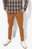 Mast & Harbour Rust Brown Regular Fit Solid Chinos Men