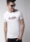 Mast & Harbour White Printed Round Neck T Shirt Men