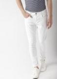 Mast & Harbour White Skinny Fit Mid Rise Clean Look Stretchable Jeans Men