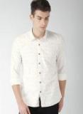 Mast & Harbour White Slim Fit Printed Casual Shirt Men