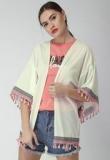 Mast & Harbour White Solid Shrug Women