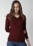 Mast & Harbour Wine Solid Sweater Women