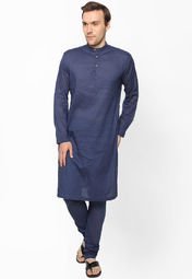 Mayank Modi Striped Blue Kurta Pyjama Men