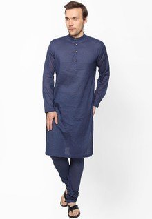 Mayank Modi Striped Blue Kurta Pyjama men