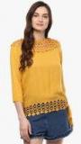 Mayra Mustard Yellow Self Pattern Blouse Women