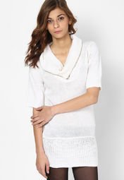 Mayra White Solid Sweater Women