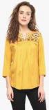 Mayra Yellow Embroidered Blouse Women