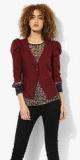 Meee Maroon Solid Summer Jacket Women