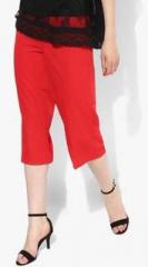 Meee Red Solid Capris women