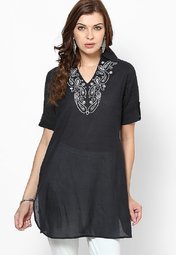 Meira Black Embroidered Kurta Women