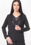 Meira Black Solid Winter Jacket Women