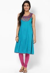 Melange Cotton Aqua Blue Kurta women