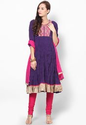 Melange Solid Purple Suit Set Women