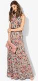 Miaminx Beige Coloured Printed Maxi Dress Women