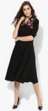 Miaminx Black Coloured Embroidered Shift Dress Women