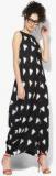 Miaminx Black Coloured Printed Asymmetric Dress Women