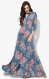 Miaminx Blue Coloured Printed Maxi Dress women