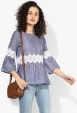 Miaminx Blue Striped Blouse Women