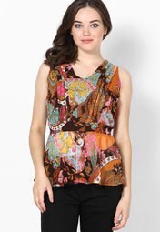 MIAMINX Brown Printed Top Women